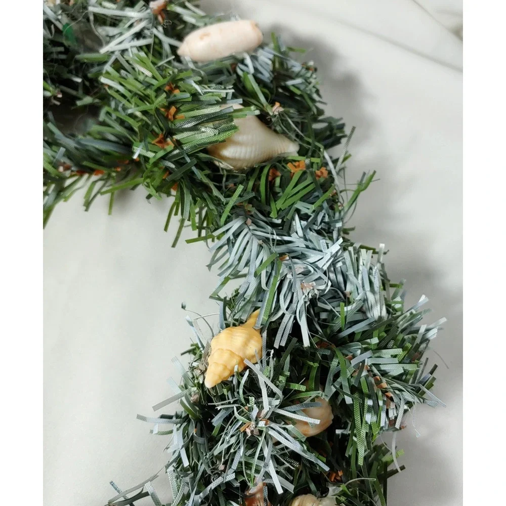 Coastal Christmas Wreath Seashells Nautical Beach Holiday Decor 11 in Artificial